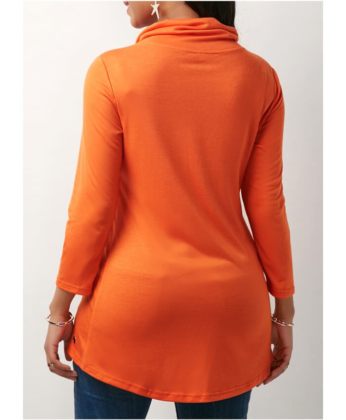 Asymmetric Hem Metal Eyelet Detail Blouse